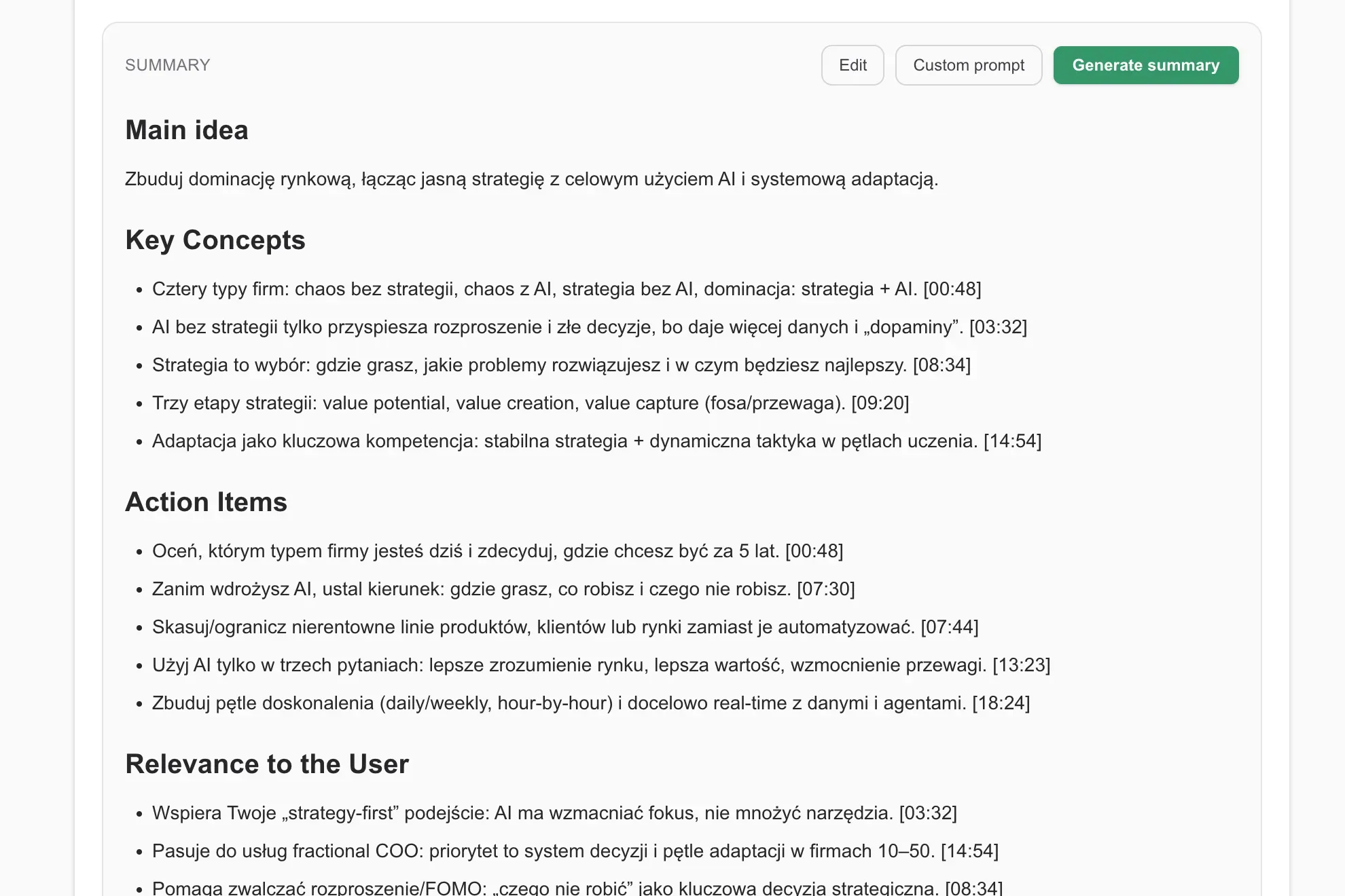 AI-generated insights and action items