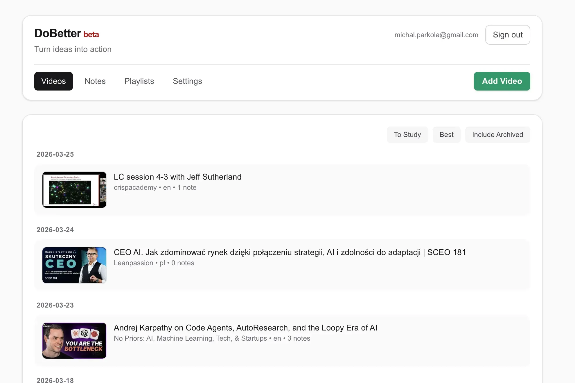 Your video library