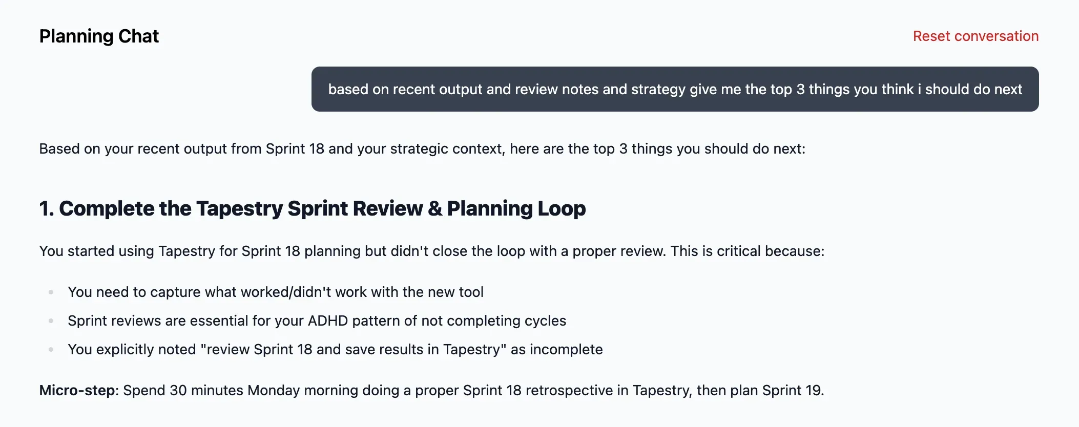 Stop planning from memory